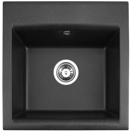 ALVEUS SETA23193 - Virtuves izlietne ATROX 50x50 cm + virtuves jaucējkrāns ar elastīgu izvelkamu snīpi MINTAS 34 cm granīts/matēta melna