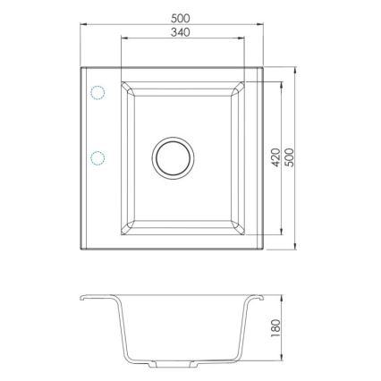 ALVEUS SETA23193 - Virtuves izlietne ATROX 50x50 cm + virtuves jaucējkrāns ar elastīgu izvelkamu snīpi MINTAS 34 cm granīts/matēta melna