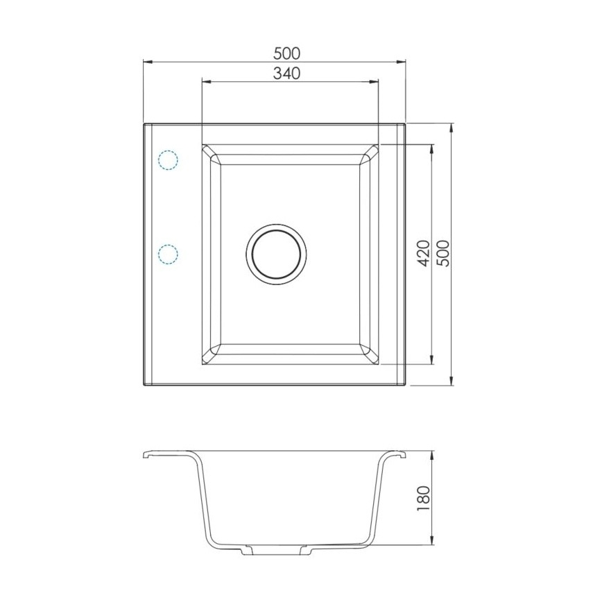 ALVEUS SETA23193 - Virtuves izlietne ATROX 50x50 cm + virtuves jaucējkrāns ar elastīgu izvelkamu snīpi MINTAS 34 cm granīts/matēta melna