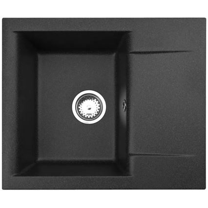 ALVEUS SETA23197 - Virtuves izlietne CADIT 59x50 cm + izlietnes jaucējkrāns ar elastīgu izteci MINTAS 34 cm granīts/matēta melna