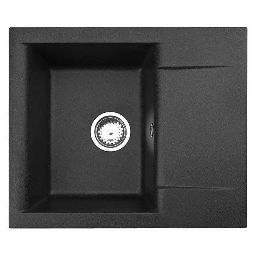 ALVEUS SETA23197 - Virtuves izlietne CADIT 59x50 cm + izlietnes jaucējkrāns ar elastīgu izteci MINTAS 34 cm granīts/matēta melna