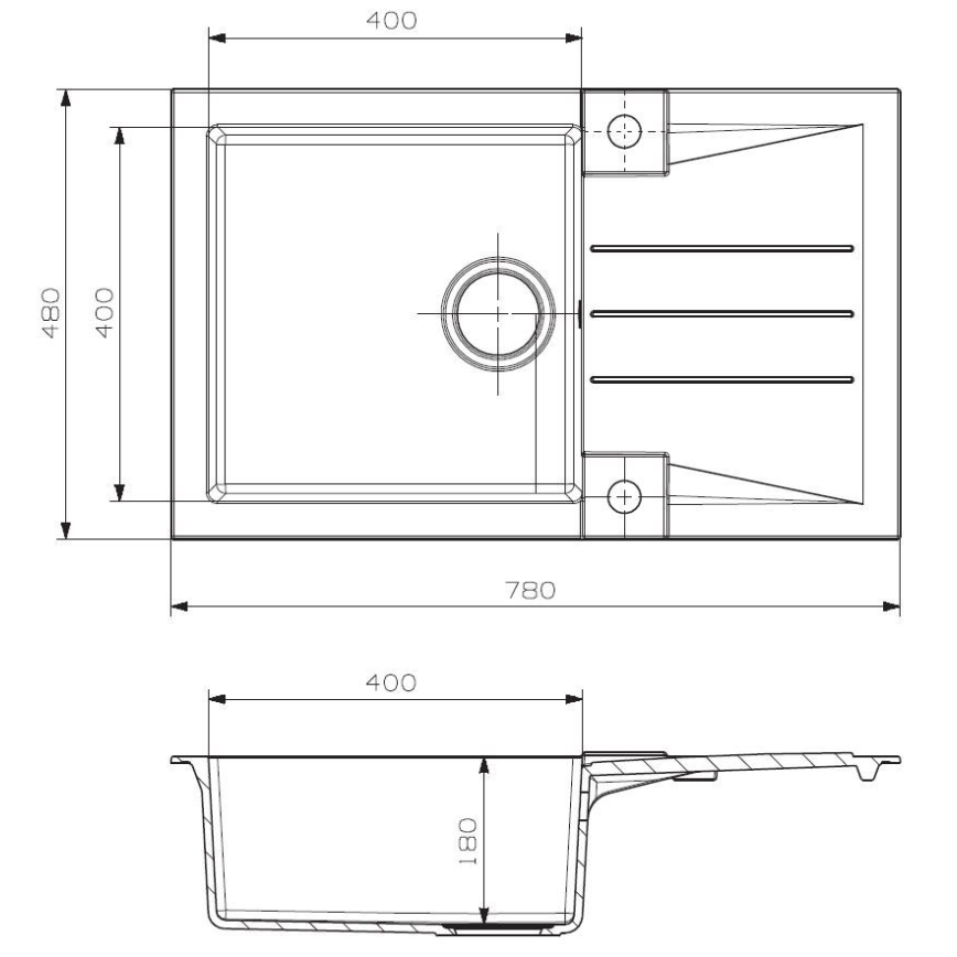 ALVEUS SETA23201 - Virtuves izlietne ROCK 78x48 cm + izlietnes jaucējkrāns ar elastīgu izteces kaklu MINTAS 34 cm, granīta apdare/matēta melna
