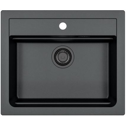 ALVEUS SETA23228 - Virtuve izlietne ATROX 59x50 cm + jaucējkrāns ar elastīgu uzgali MINTAS 34 cm granīts/matēts melns