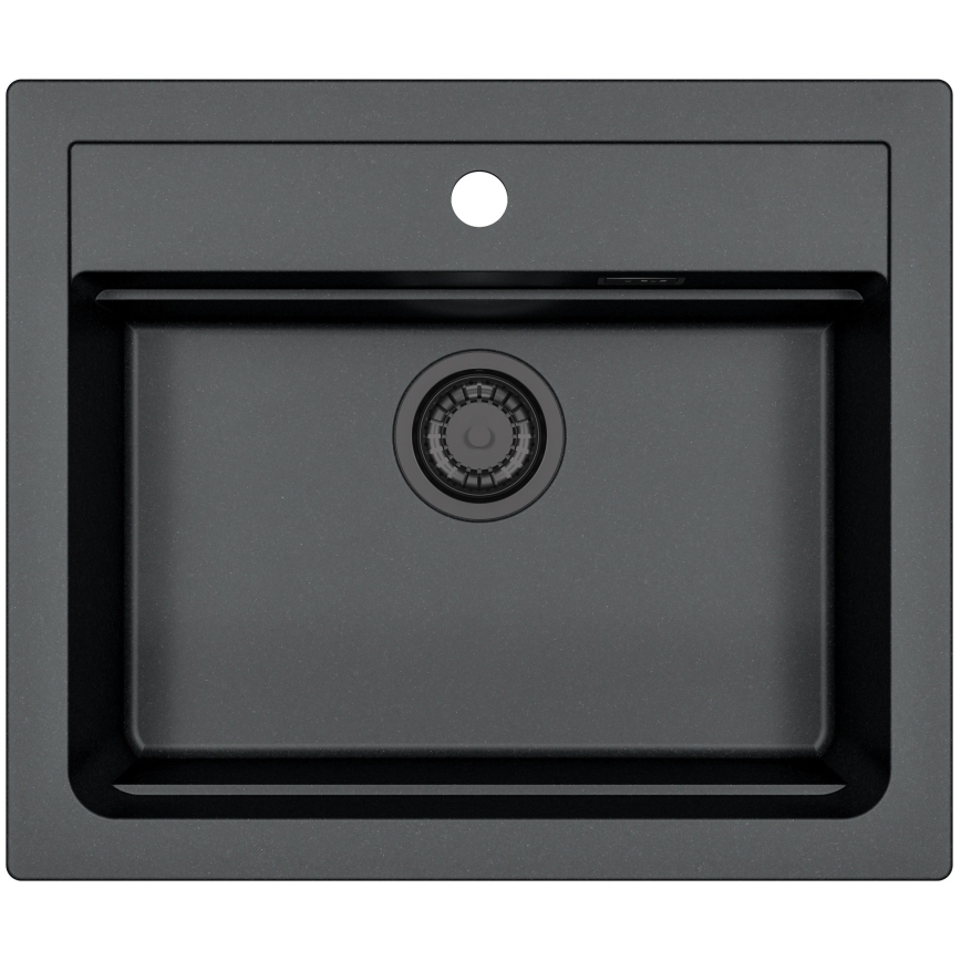 ALVEUS SETA23228 - Virtuve izlietne ATROX 59x50 cm + jaucējkrāns ar elastīgu uzgali MINTAS 34 cm granīts/matēts melns