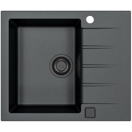 ALVEUS SETA23230 - Virtuves izlietne CADIT 59x50 cm + izlietnes jaucējkrāns ar elastīgu uzgali MINTAS 34 cm, granīts/matēta melna