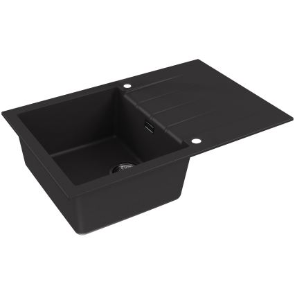 ALVEUS SETA23231 - Virtuālais izlietne CADIT 79x50 cm + MINTAS jaucējkrāns ar elastīgu izšuvumu 34 cm granīts/matt melns