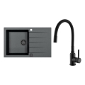 ALVEUS SETA23231 - Virtuves izlietne CADIT 79x50 cm + izlietnes jaucējkrāns ar elastīgu izteces kaklu MINTAS 34 cm granīts/matēti melns