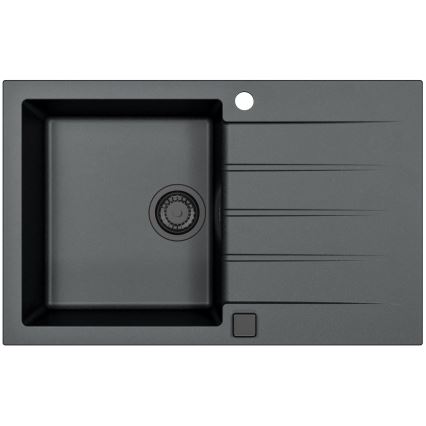 ALVEUS SETA23231 - Virtuves izlietne CADIT 79x50 cm + izlietnes jaucējkrāns ar elastīgu izteces kaklu MINTAS 34 cm granīts/matēti melns