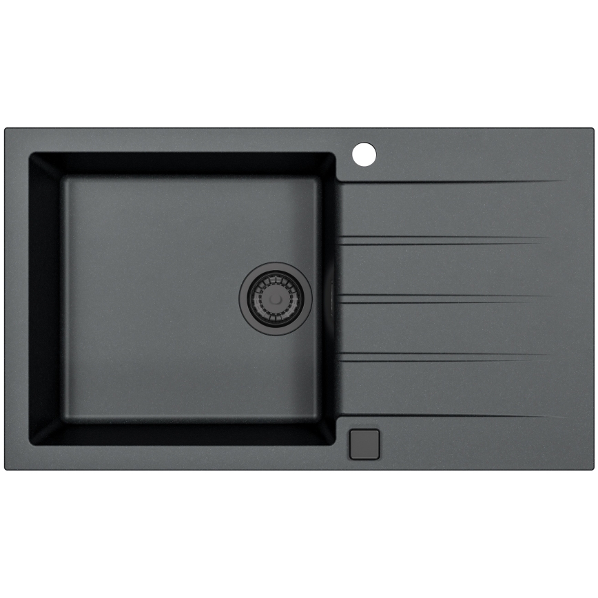 ALVEUS SETA23232 - Virtuves izlietne CADIT 86x50 cm + izlietnes jaucējkrāns ar elastīgu snīpi MINTAS 34 cm, granīts/matēta melna