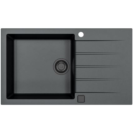 ALVEUS SETA23232 - Virtuves izlietne CADIT 86x50 cm + jaucējkrāns ar elastīgu rokturi MINTAS 34 cm granīts/matēts melns