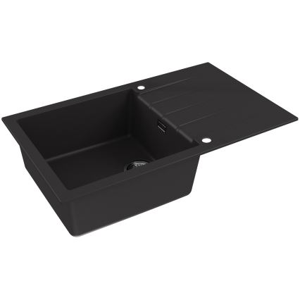 ALVEUS SETA23232 - Virtuves izlietne CADIT 86x50 cm + jaucējkrāns ar elastīgu rokturi MINTAS 34 cm granīts/matēts melns