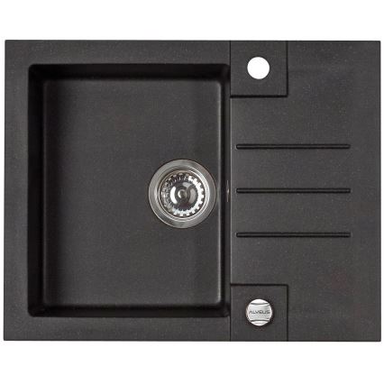 ALVEUS SETA23236 - Virtuves izlietne ROCK 59,5x47,5 cm + izlietnes jaucējkrāns ar elastīgu rokturi MINTAS 34 cm granīts/matēts melns