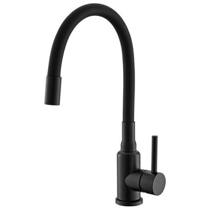 ALVEUS SETA23236 - Virtuves izlietne ROCK 59,5x47,5 cm + izlietnes jaucējkrāns ar elastīgu rokturi MINTAS 34 cm granīts/matēts melns