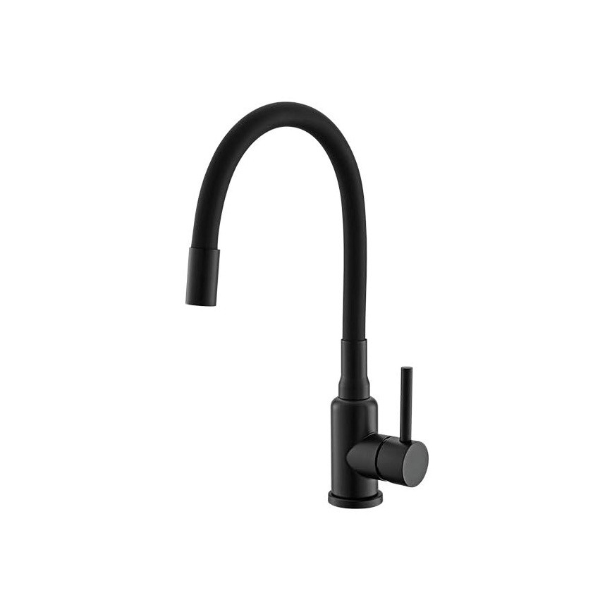 ALVEUS SETA23236 - Virtuves izlietne ROCK 59,5x47,5 cm + izlietnes jaucējkrāns ar elastīgu rokturi MINTAS 34 cm granīts/matēts melns