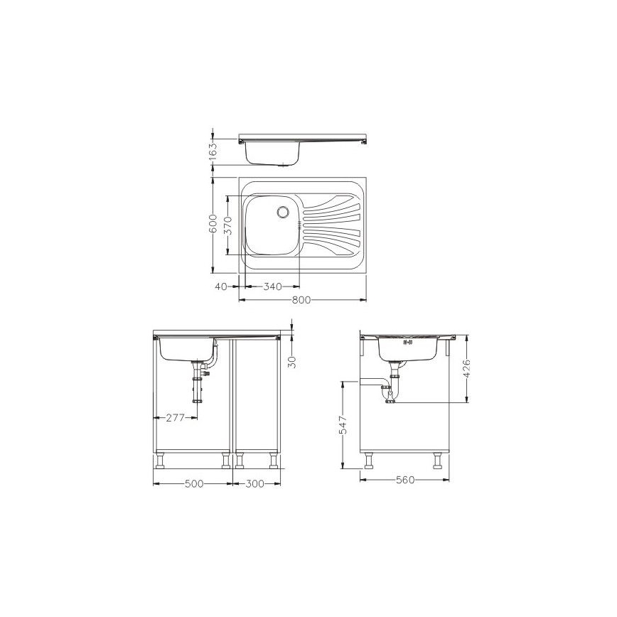 ALVEUS SETA24019 - Virtuves izlietne CLASSIC 80x60 cm + izlietnes jaucējkrāns ar elastīgu izteci MINTAS 34 cm nerūsējošais tērauds/melna