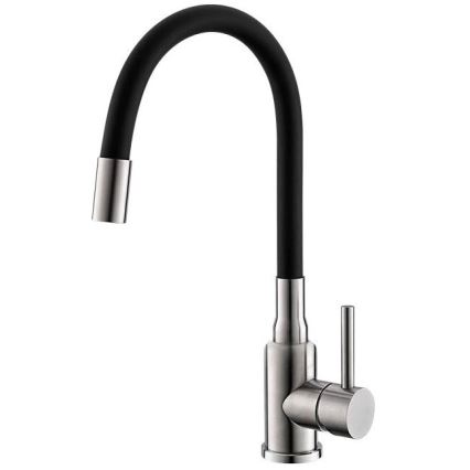 ALVEUS SETA24019 - Virtuves izlietne CLASSIC 80x60 cm + jaucējs ar elastīgu stieni MINTAS 34 cm nerūsējošais tērauds/melnā