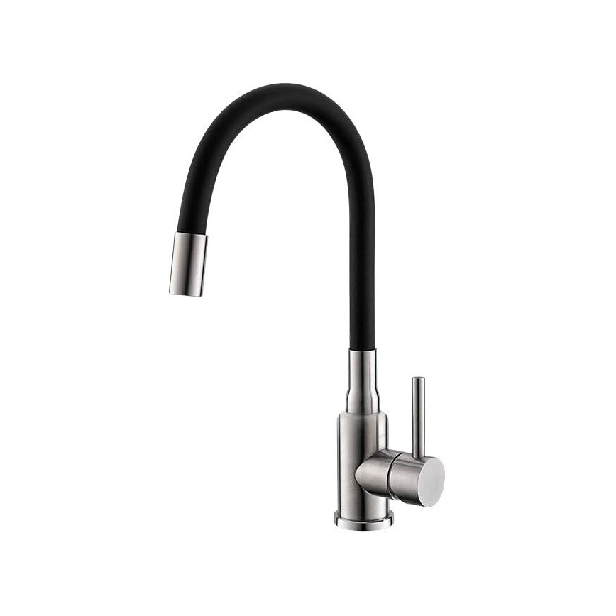 ALVEUS SETA24019 - Virtuves izlietne CLASSIC 80x60 cm + jaucējs ar elastīgu stieni MINTAS 34 cm nerūsējošais tērauds/melnā