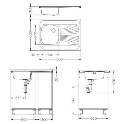ALVEUS SETA24019 - Virtuves izlietne CLASSIC 80x60 cm + jaucējs ar elastīgu stieni MINTAS 34 cm nerūsējošais tērauds/melnā