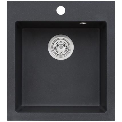 ALVEUS SETA737 - Virtuves izlietne CORTINA 50x45 cm + maisītājs ar elastīgu rokturi TONIA 29,5 cm granīts/matēts melns