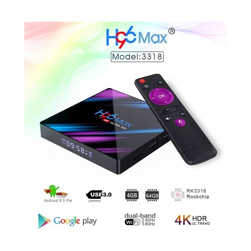 Android TV ierīce SMART 4GB RAM 4K Wi-Fi + tālvadības pults