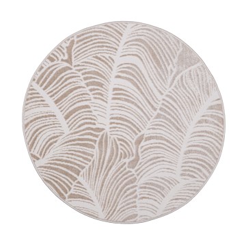 Apaļš paklājs SALAMANCA 100 cm bēšs/balts/lapu raksts
