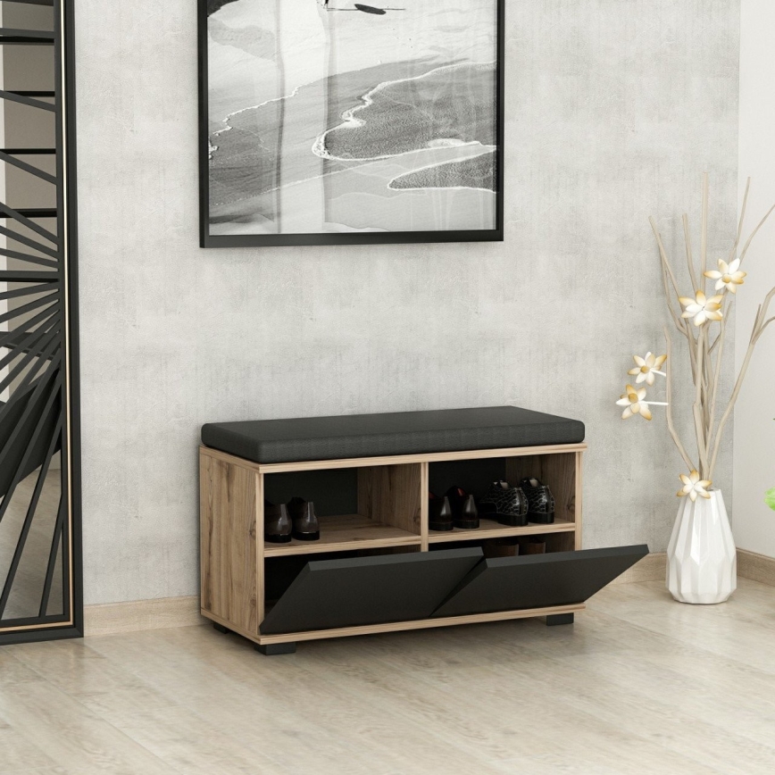 Apavu skapis DRAGO 42x80 cm melna/rieksts