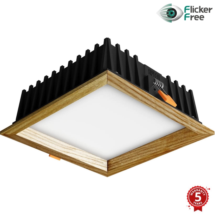 APLED - LED Iegremdējama lampa SQUARE WOODLINE LED/12W/230V 4000K 17x17 cm oša masīvkoks