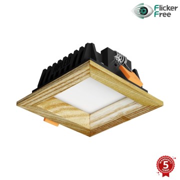 APLED - LED Iegremdējama lampa SQUARE WOODLINE LED/3W/230V 3000K 9x9 cm oša masīvkoks