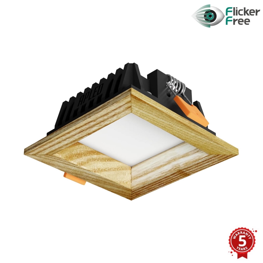 APLED - LED Iegremdējama lampa SQUARE WOODLINE LED/3W/230V 4000K 9x9 cm oša masīvkoks