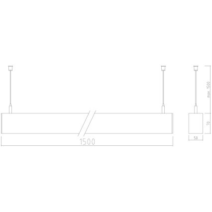 APLED - LED Lustra ar auklu LOOK LED/58W/230V 4000K 150 cm sudraba