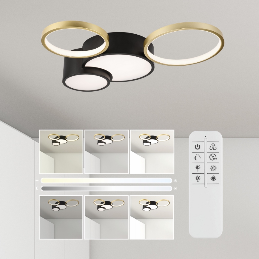 Aptumšojama griestu lampa ALIZEE LED/30W/230V 3000-6500K melna/zelta