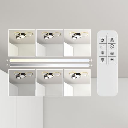 Aptumšojama griestu lampa ALIZEE LED/30W/230V 3000-6500K melna/zelta