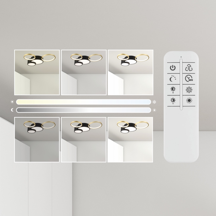 Aptumšojama griestu lampa ALIZEE LED/30W/230V 3000-6500K melna/zelta
