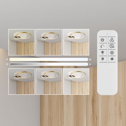 Aptumšojama griestu lampa BENITO LED/31W/230V 3000-6500K balta/zelta