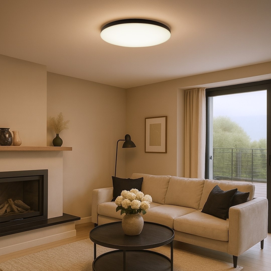 LED regulējama griestu lampa SIENA LED/80W/230V 3000-6000K Ø 75 cm melna + ar tālvadības pulti