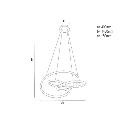 LED aptumšojams lustrs uz troses LED/85W/230V 3000–6500K diam. 49 cm + tālvadības pults