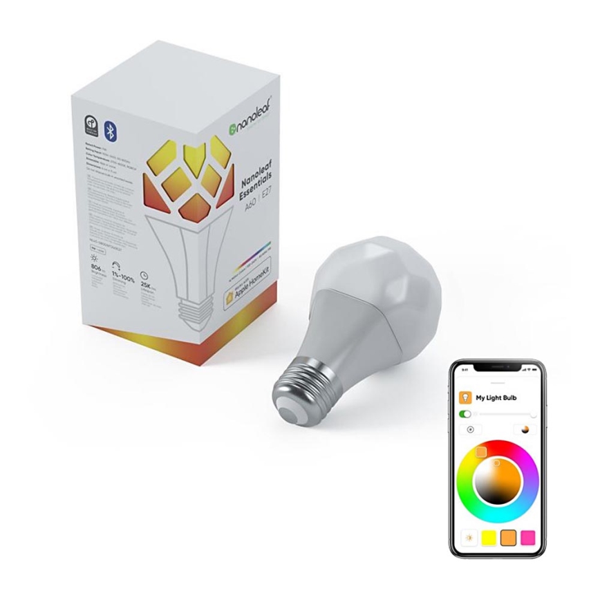 Aptumšojama RGB LED spuldze ESSENTIALS A19 E27/8W/230V 2700-6500K - Nanoleaf