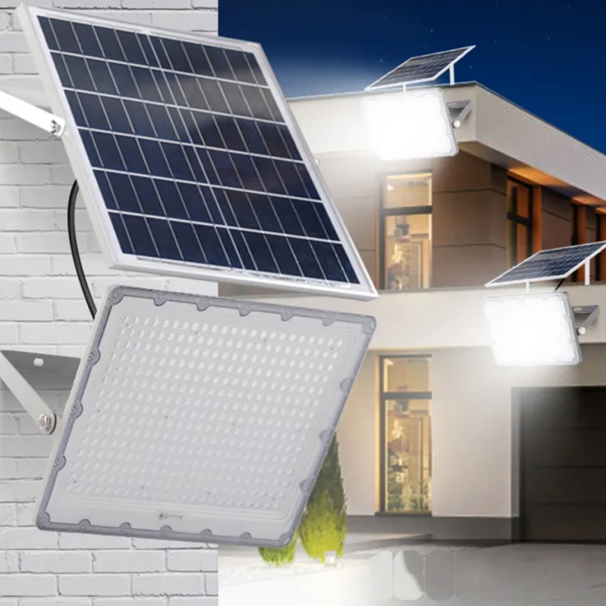 LED regulējams saules prožektors LED/100W/3,2V 5000K 10500 mAh IP65 melns + tālvadības pults