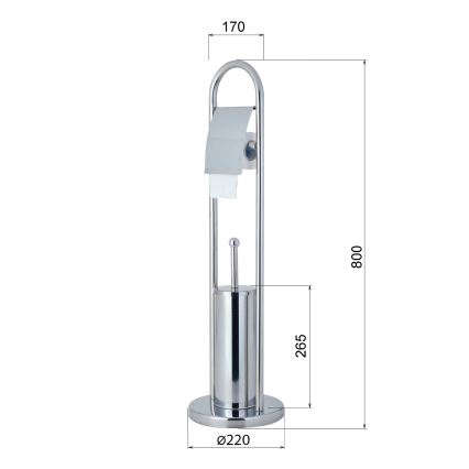 Aqualine - Brīvi stāvoša tualetes birste ar tualetes papīra turētāju SAMBA 80x22 cm spīdīgs hroms