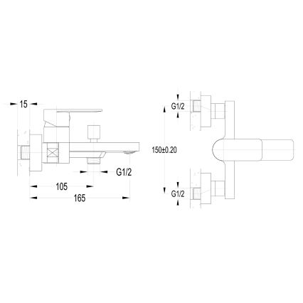 Aqualine - DAPHNE vannas jaucējkrāns, spīdīgs hroms