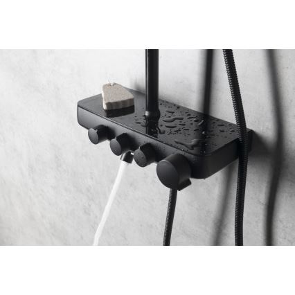 Aqualine - Dušas komplekts ar krānu un papildu mini krāns FARRAO matēts melna