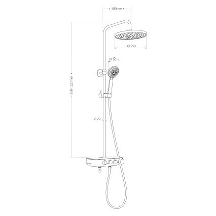 Aqualine - Dušas komplekts ar krānu un papildu mini krāns FARRAO matēts melna