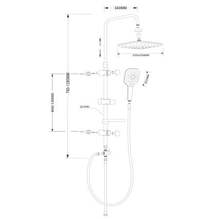 Aqualine - Dušas komplekts KERA, spīdīgs hroms