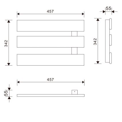 Aqualine - Elektriskais dvieļu žāvētājs ELVIS 50W 46x34 cm balts