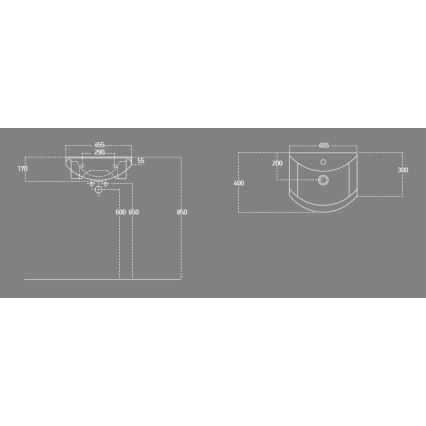 Aqualine - Iebūvējamā izlietne ZERO 45,5x40 cm keramika/balta