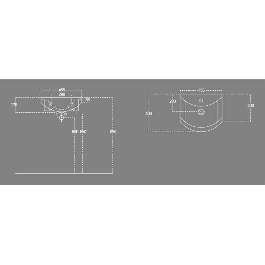 Aqualine - Iebūvējamā izlietne ZERO 45,5x40 cm keramika/balta