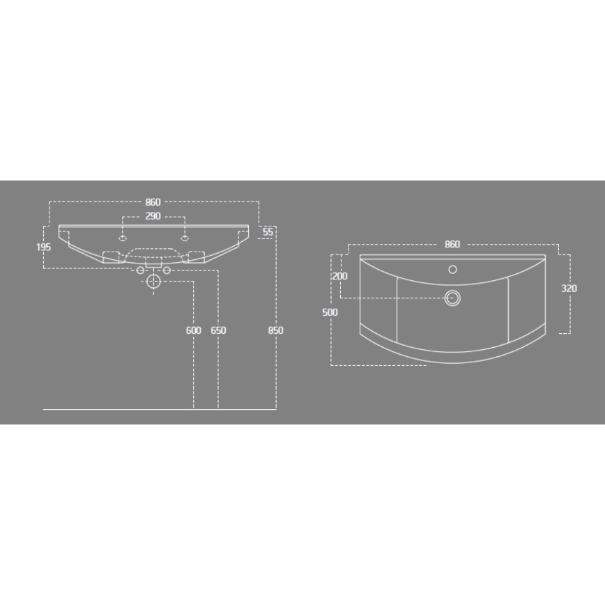 Aqualine - Iebūvējamā izlietne ZERO 86x50 cm keramika/balta