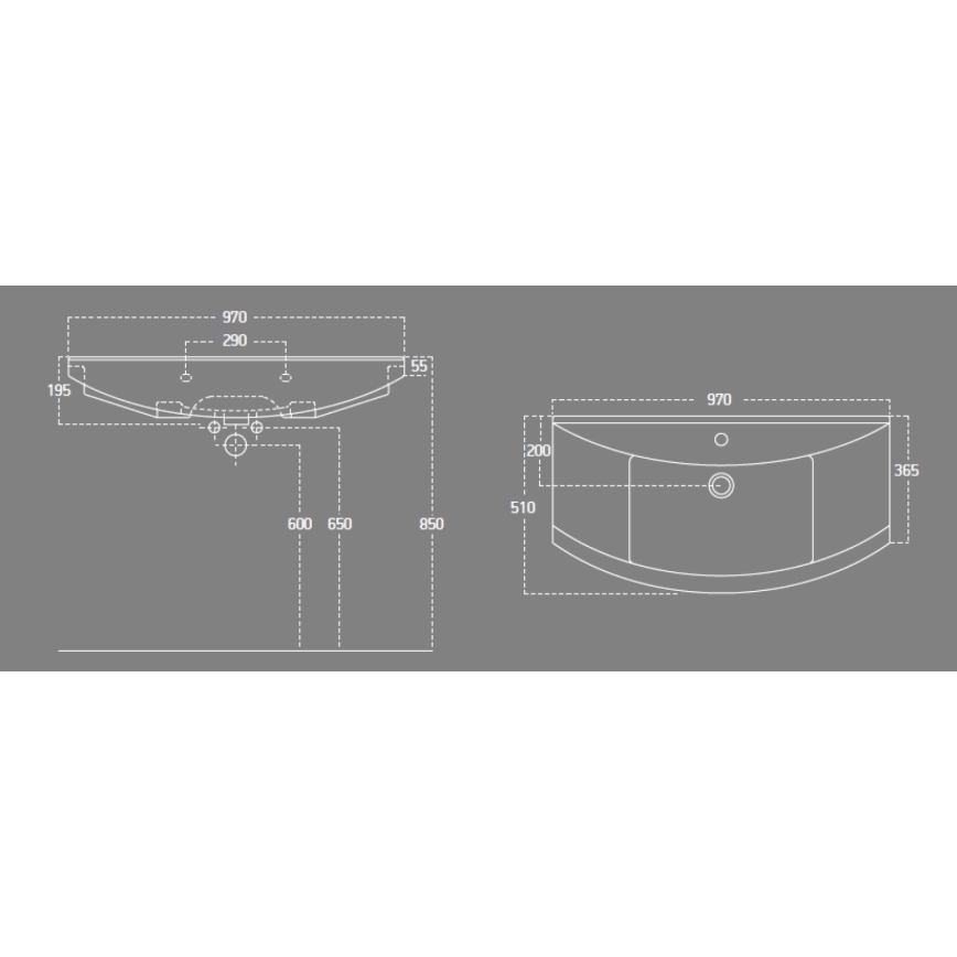 Aqualine - Iebūvējamā izlietne ZERO 97x51 cm keramika/balta