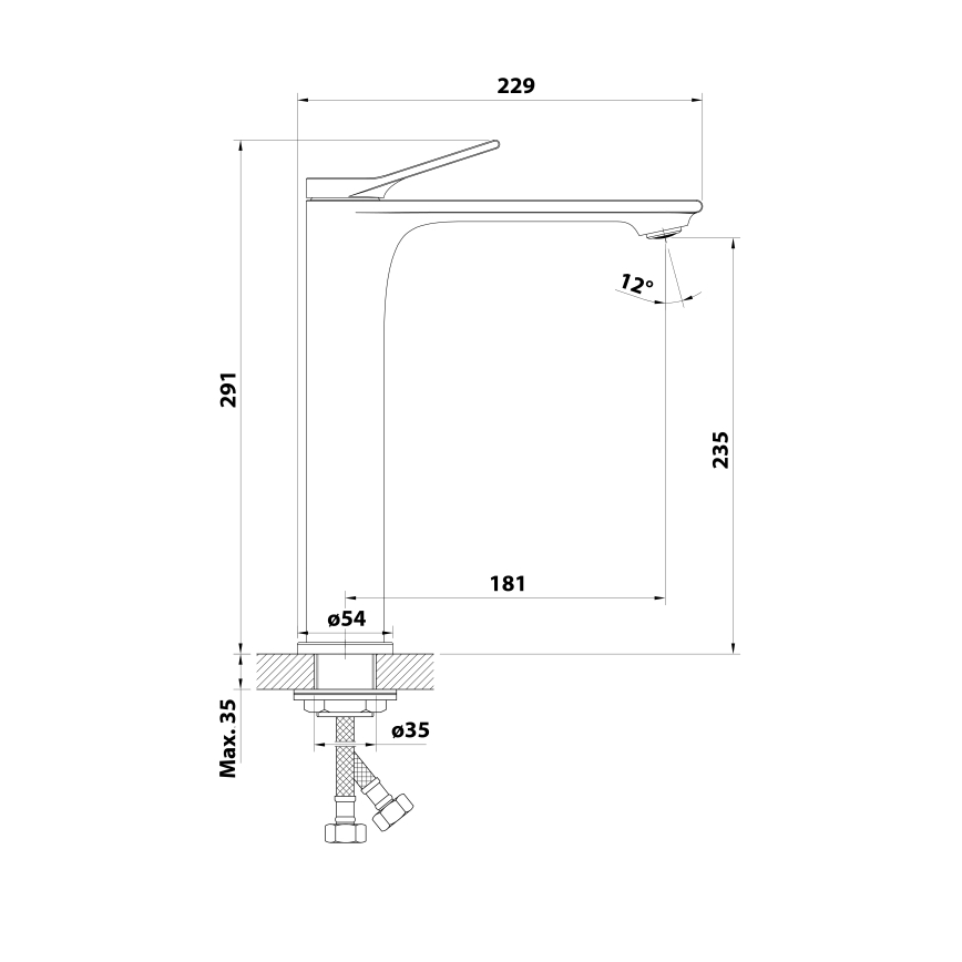 Aqualine - Izlietnes jaucējkrāns BOLERO 29 cm spīdīgs hroms