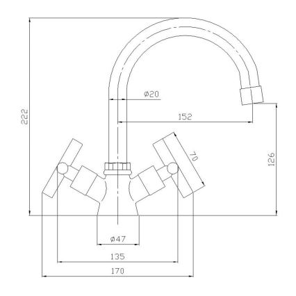 Aqualine - Izlietnes jaucējkrāns XENIA 22,2 cm spīdīgs hroms